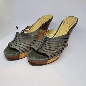 Levity Grey Strappy Suede Wedge Sandals